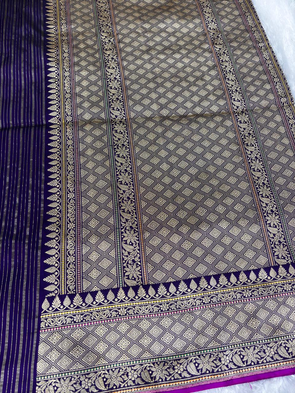 Royal Violet : Premium Kinkhwab Handloom Banarasi Silk Saree