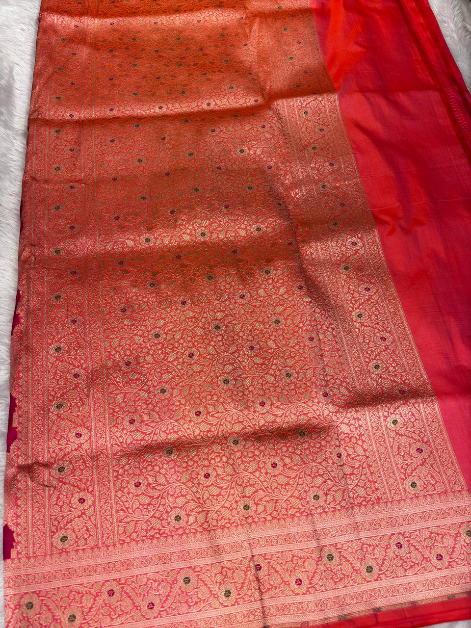 Royal Purple Rungkaat Katan Silk Handloom Saree with Geometric Cutwork Jaal