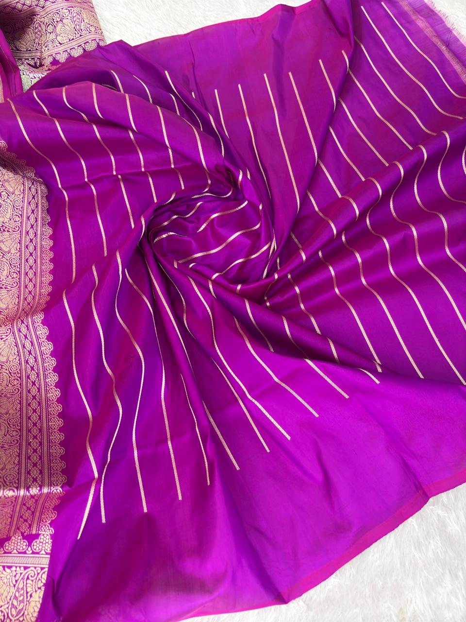 The Royal Violet: Premium Kadhua Jungla Silk Handloom Saree
