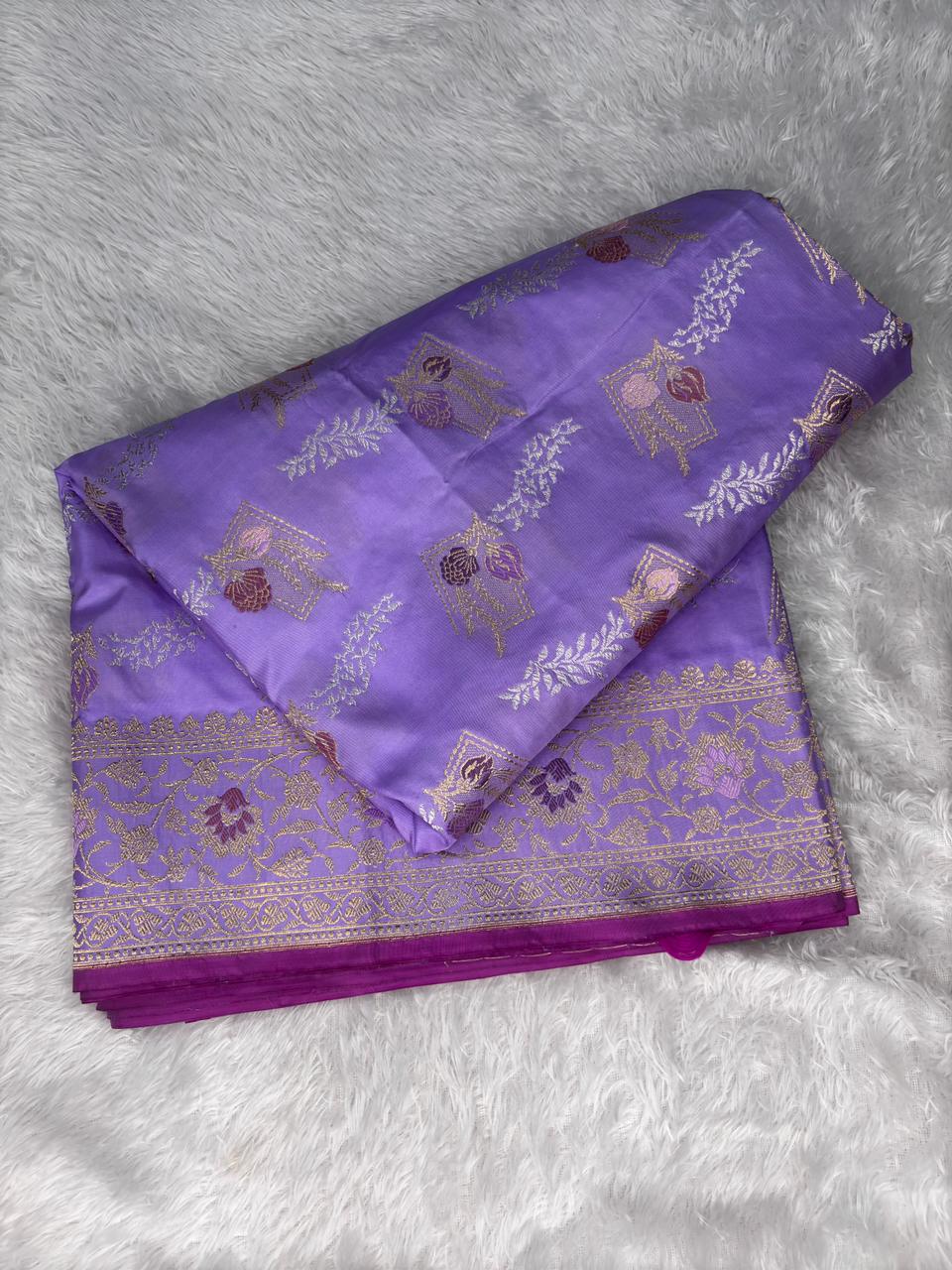 The Lilac Verse: Premium Kadhua Jungla Banarasi Katan Silk Saree