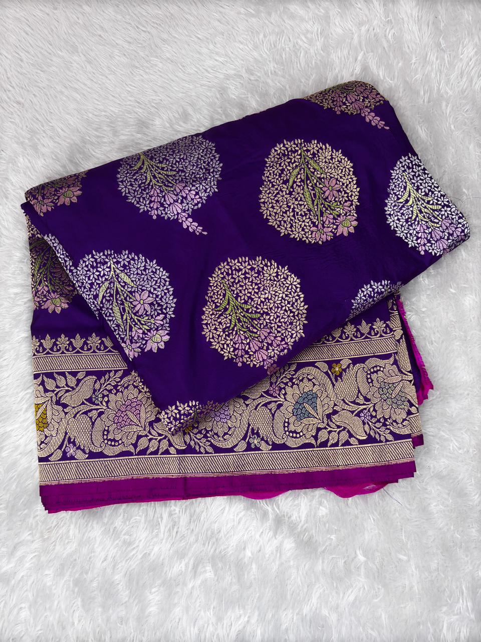 The Royal Jamun: Premium Kadhua Jungla Banarasi Katan Silk Saree