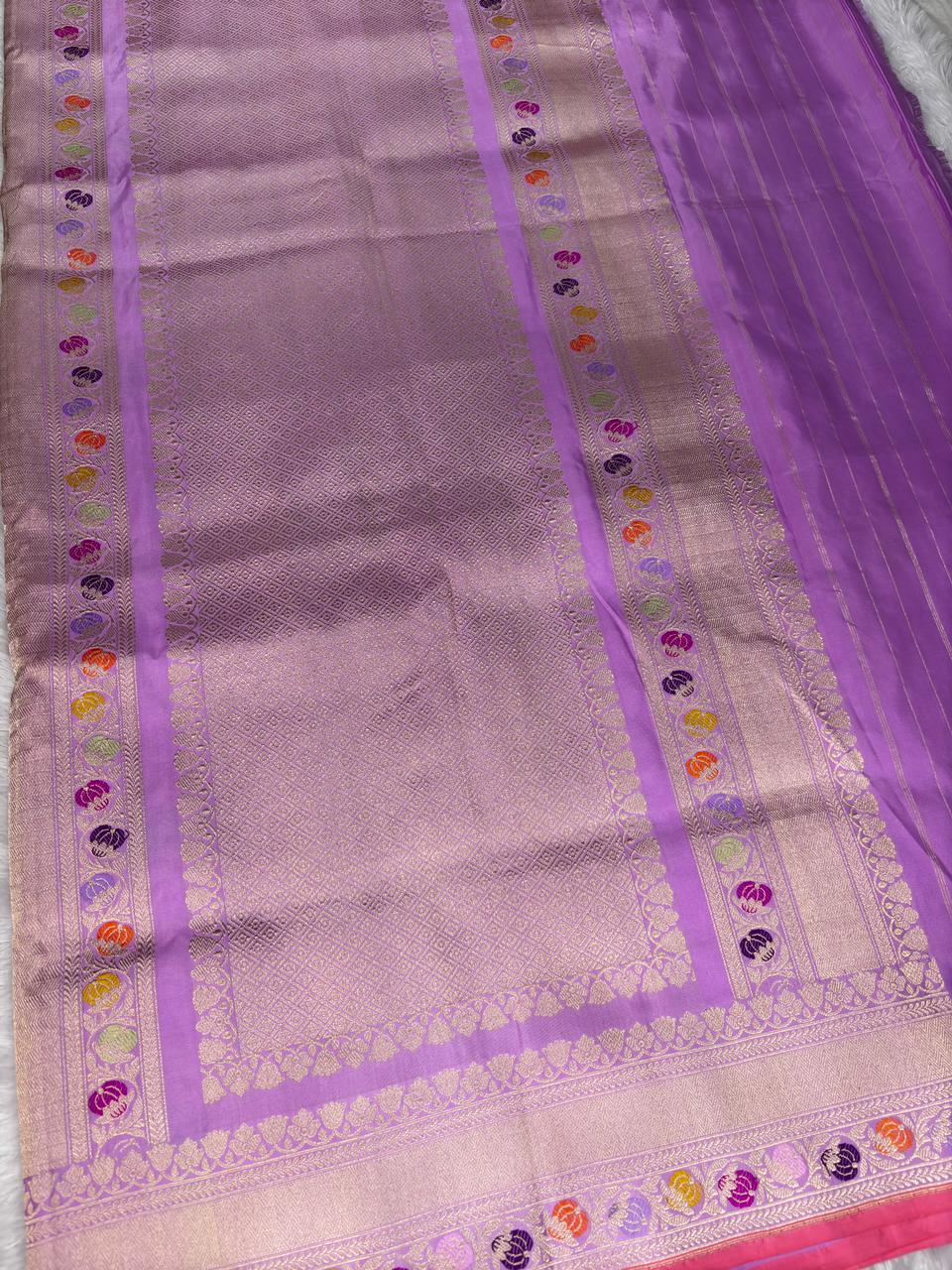 The Orchid Vasant: Premium Kadhua Meenakari Jungla Banarasi Saree