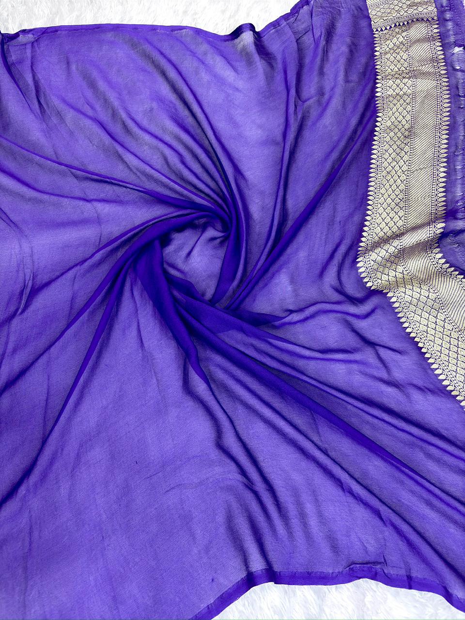 Vibrant Magenta Checkered Khaddi Georgette Handloom Saree with Meenakari Jaal