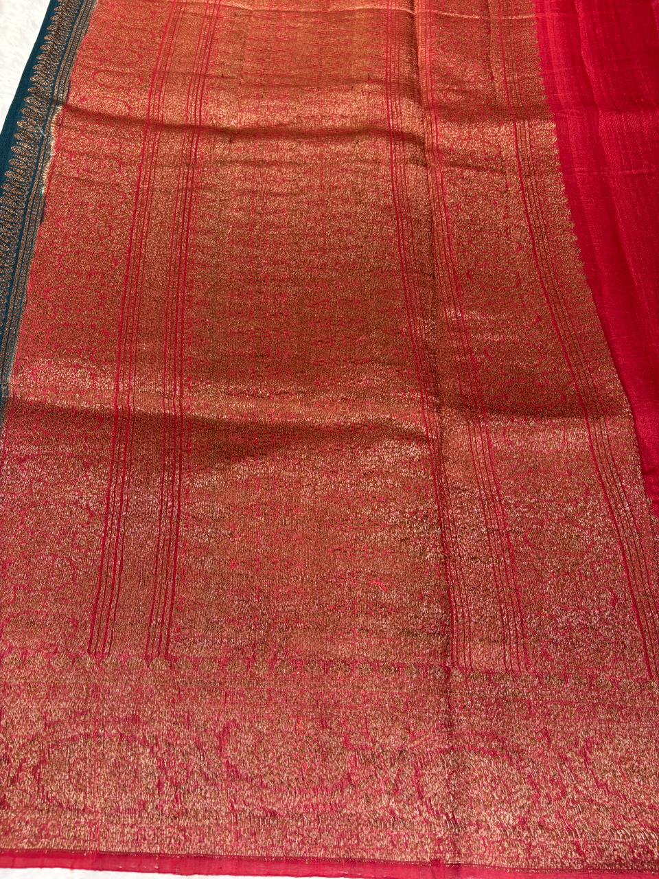 Antique Zari Woven Dual-Tone Raw Silk Tussar Saree