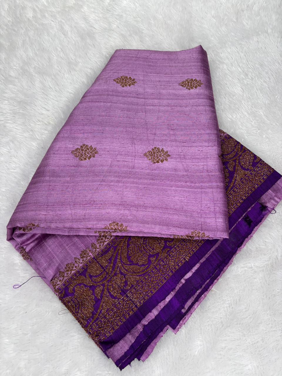 Hand-Woven Antique Zari Raw Silk Tussar Saree