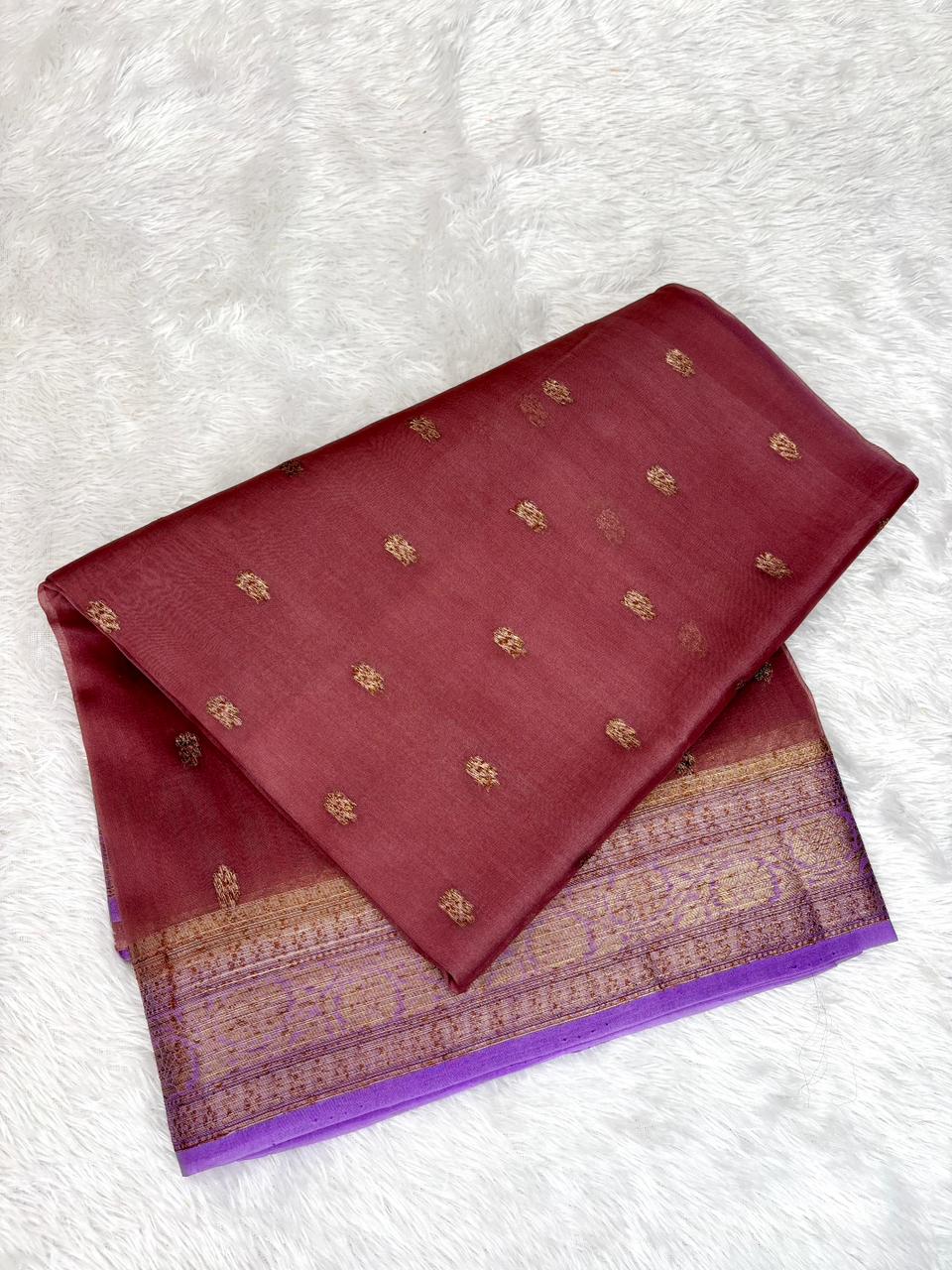 Contemporary Linear Stripe Kora Silk Handloom Saree with Antique Zari