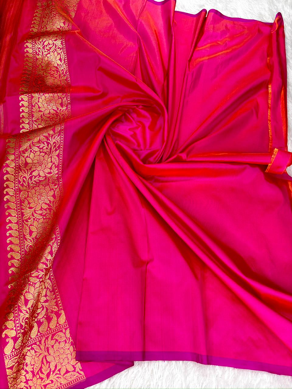 Multi-Color Premium Rungkaat Kadhua Pure Katan Silk Handloom Banarasi Saree