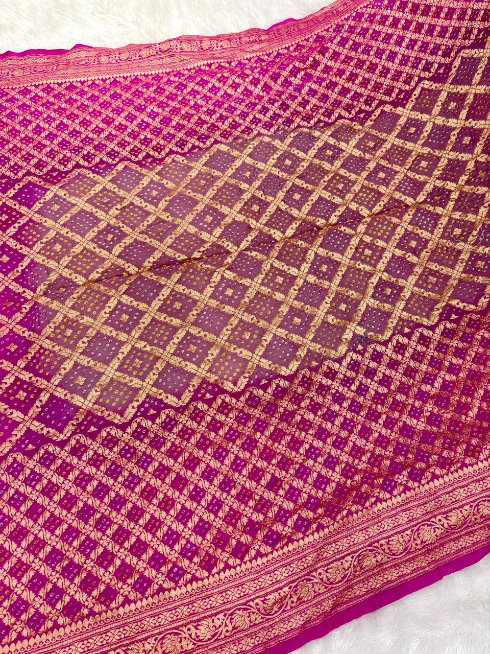 The Heritage Fusion: Banarasi Khaddi Georgette Bandhej Saree Collection