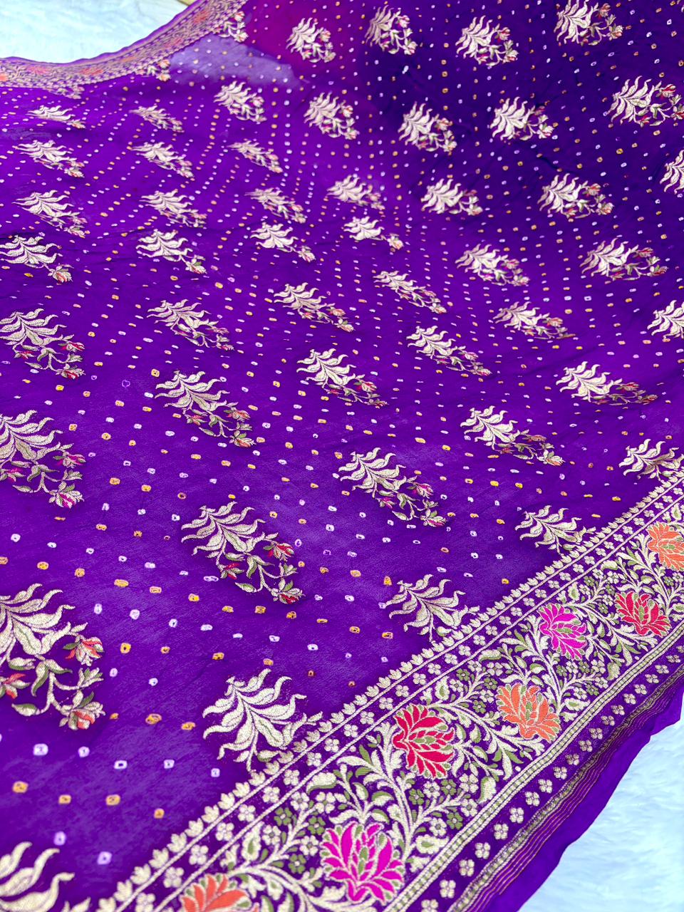 The Heritage Collection: Premium Banarasi Khaddi Georgette Bandhej Sarees