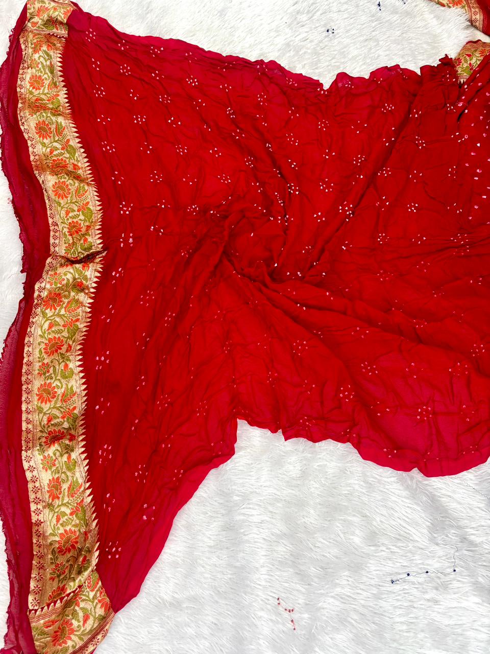 The Royal Heritage Edit: Premium Banarasi Khaddi Georgette Bandhej Sarees
