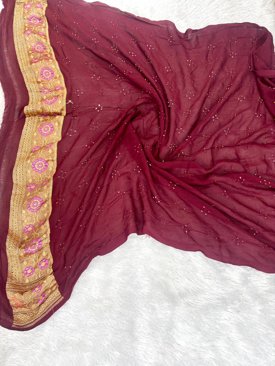 The Royal Heritage Edit: Premium Banarasi Khaddi Georgette Bandhej Sarees
