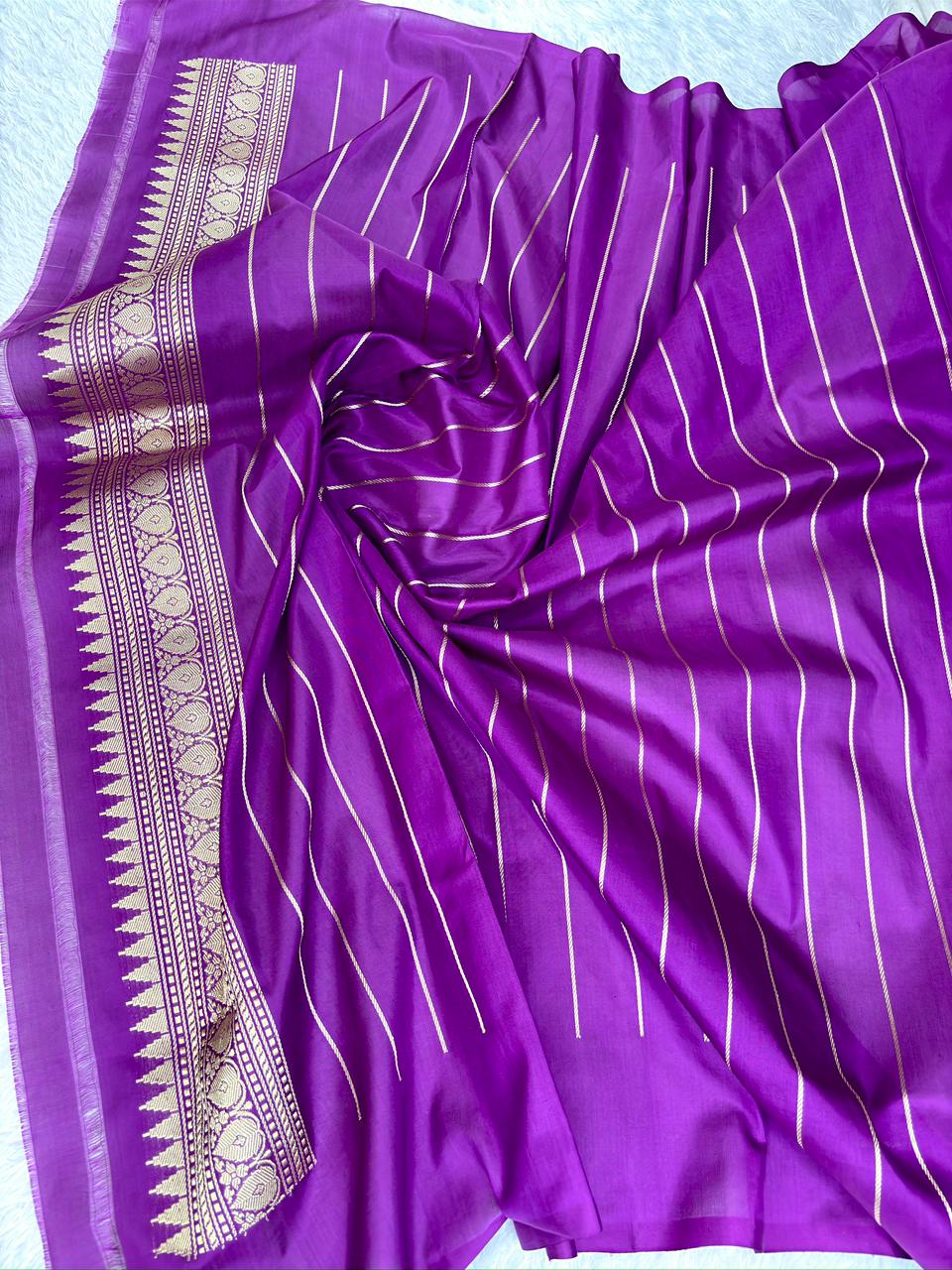 Majestic Magenta Pure Katan Silk Handloom Kadhua Jungla Saree with Multi-Color Meenakari
