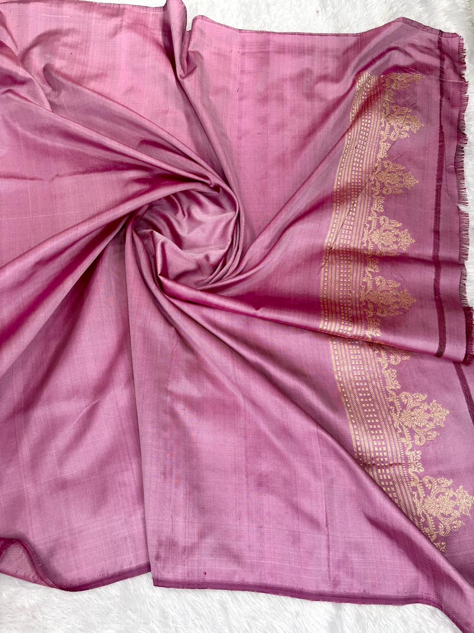 Mauve Orchid Iktara Pure Katan Silk Handloom Saree | Authentic Banarasi Kadhwa Jungla with Meenakari Alfi Buti