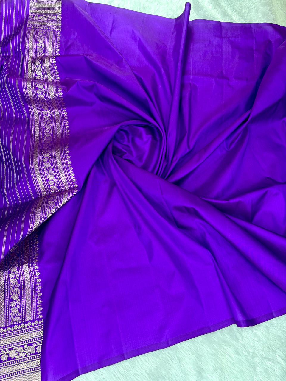 Royal Violet Katan Silk Handloom Saree | Premium Kadhua Patola-Jungla Fusion with Multi-Color Meenakari