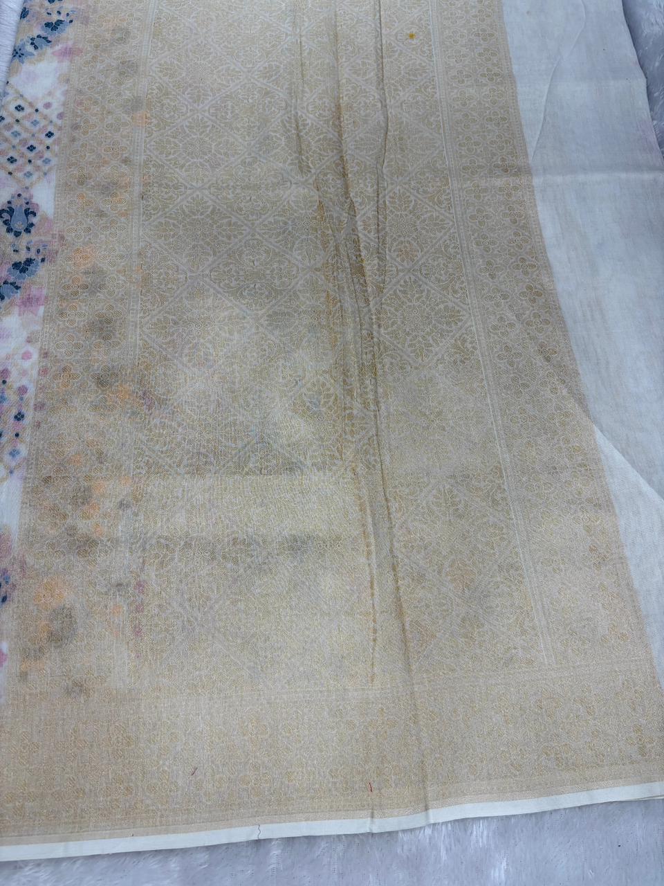 The Ethereal Ivory Vriksha | Handwoven Pure Silk Banarasi Jamdani Saree