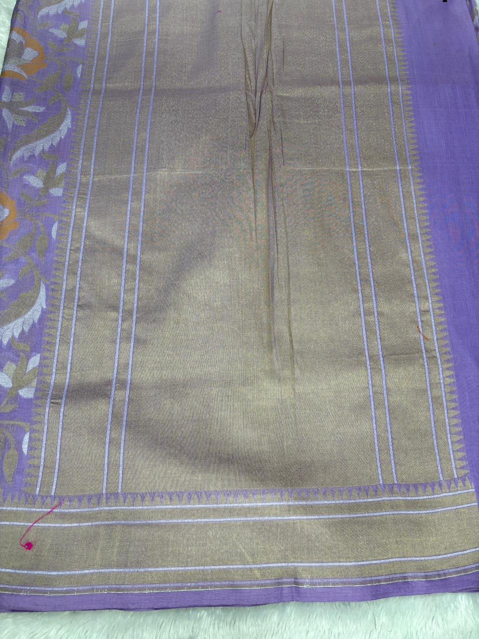 The Lavender Floral | Handwoven Pure Silk Banarasi Jamdani Saree