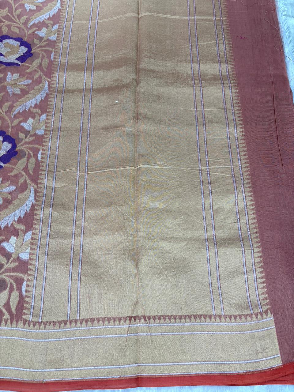 The Autumn Bloom | Handwoven Pure Katan Silk Banarasi Jamdani Saree