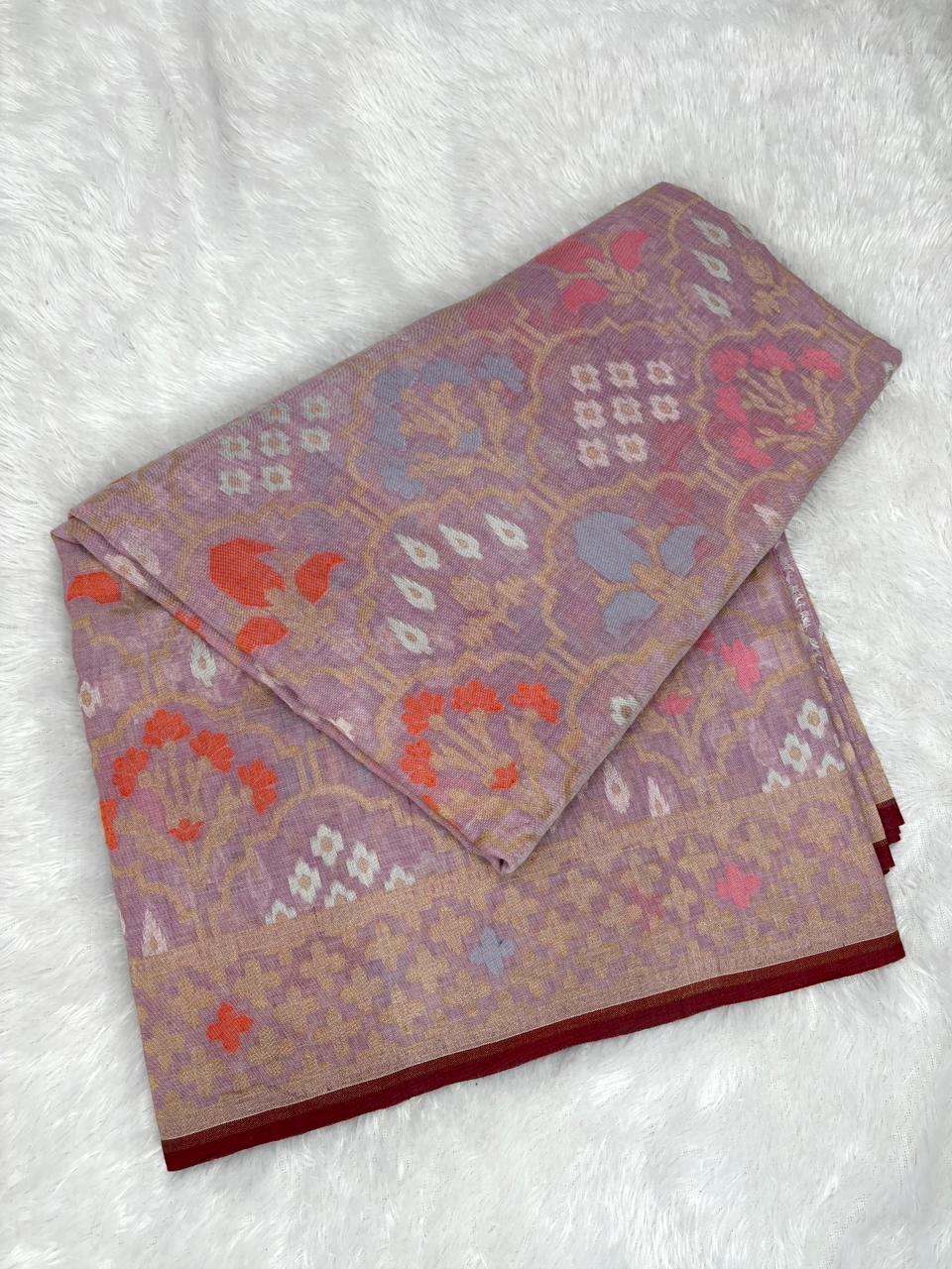 The Pastel Paithani-Jamdani Fusion | Pure Katan Silk Banarasi Saree