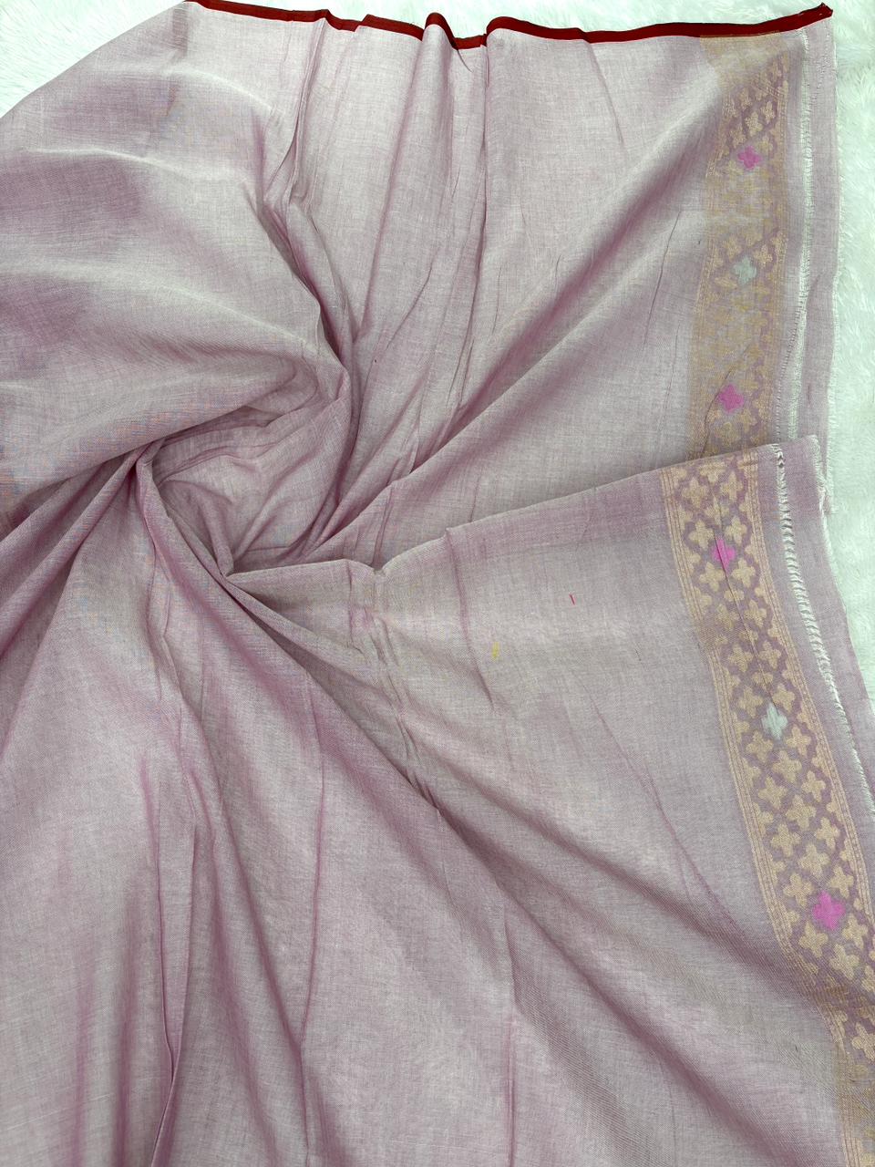The Pastel Paithani-Jamdani Fusion | Pure Katan Silk Banarasi Saree
