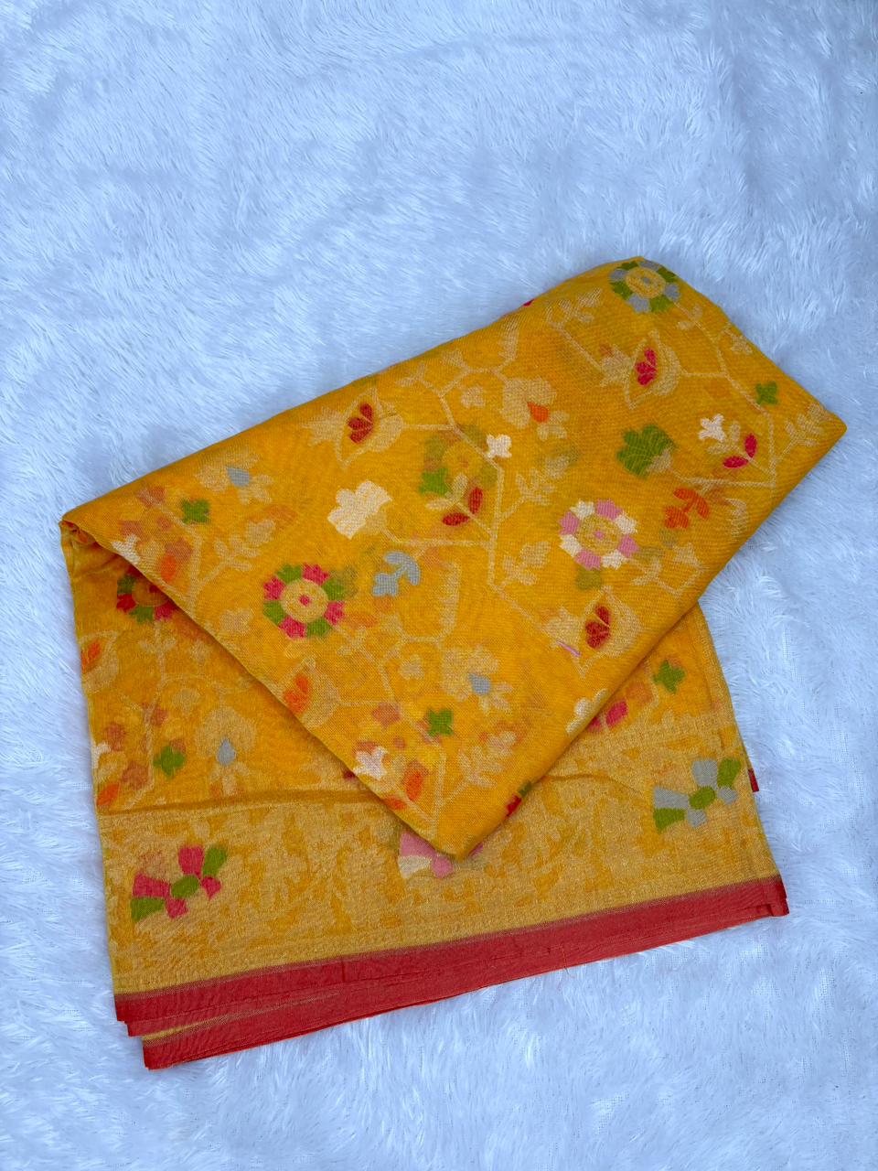 The Mustard Meadow | Handloom Pure Katan Silk Banarasi Jamdani Saree