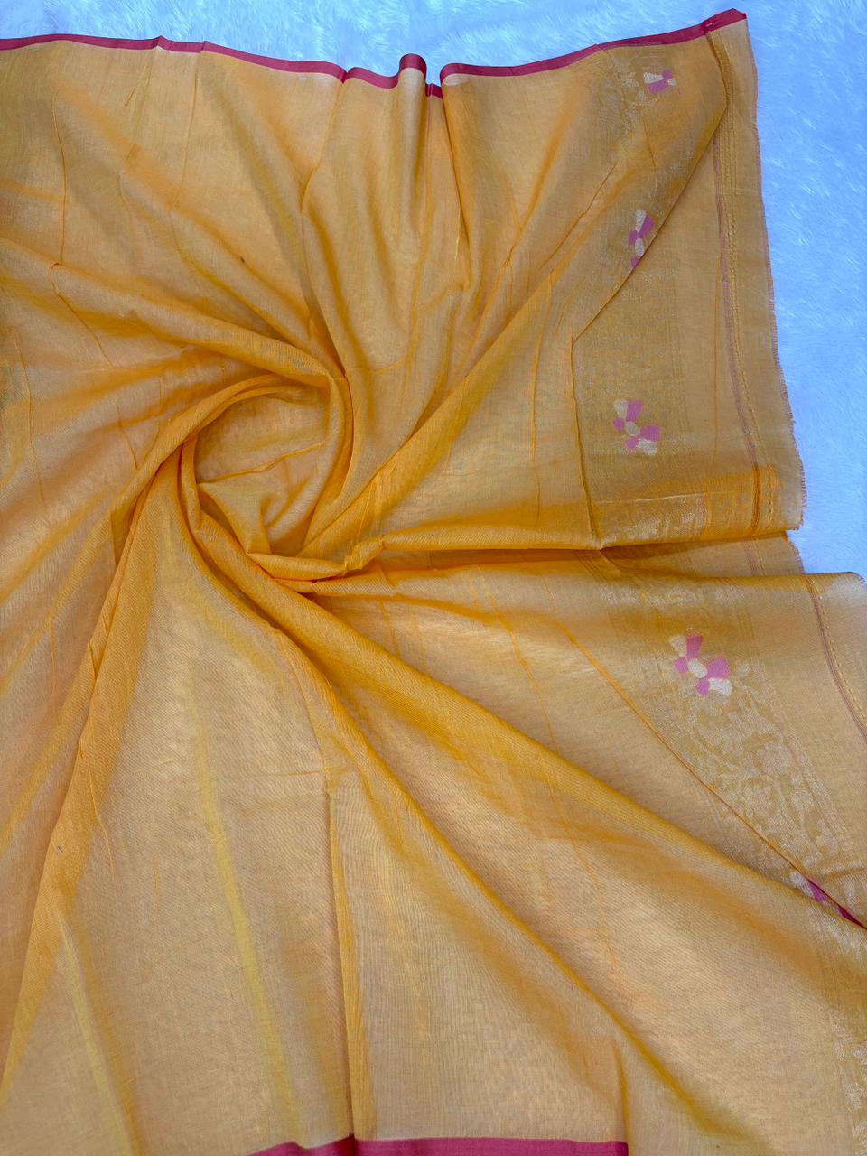 The Mustard Meadow | Handloom Pure Katan Silk Banarasi Jamdani Saree