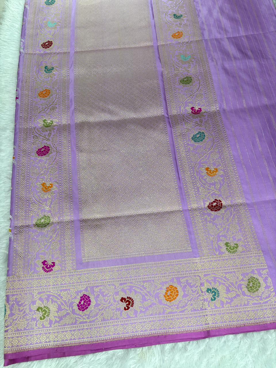 Lavender Lilac Premium Kadhua Jungla Banarasi Handloom Saree in Pure Katan Silk