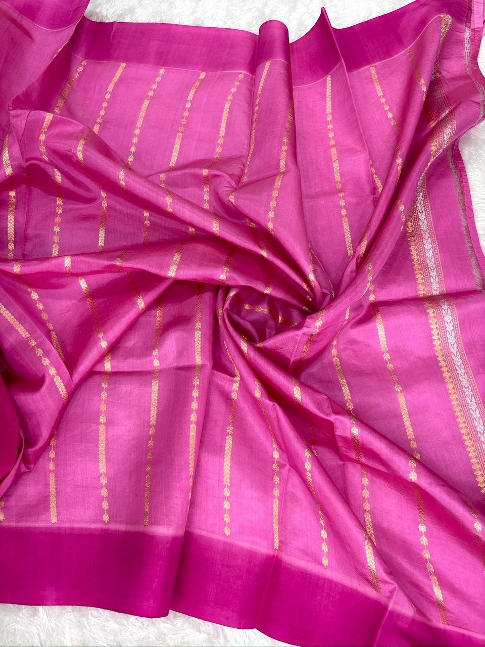 Pure Katan Silk Lightweight Kadhua Rungkaat Saree with Antique Gold Zari Pallu