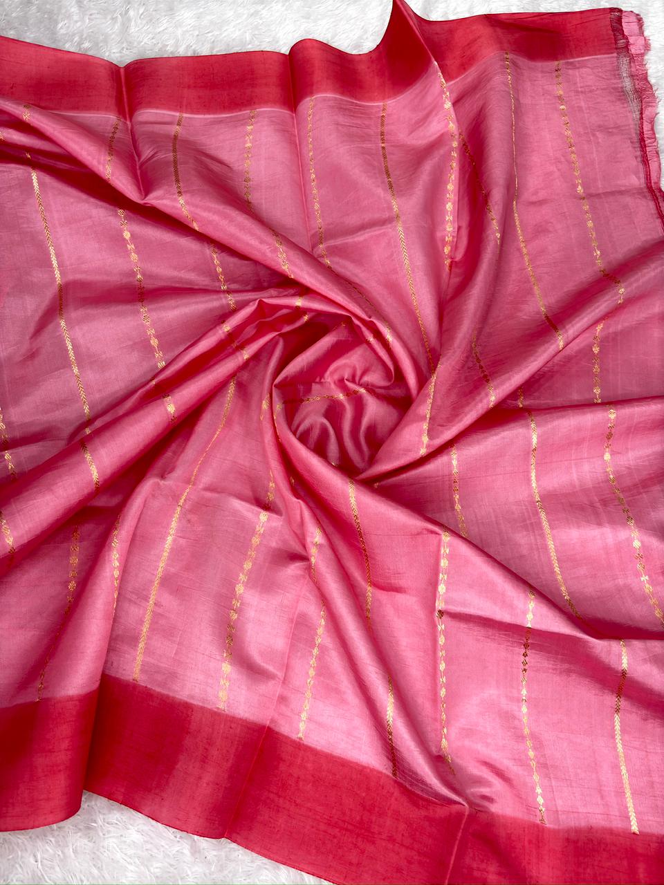 Pure Katan Silk Lightweight Kadhua Rungkaat Saree with Antique Gold Zari Pallu