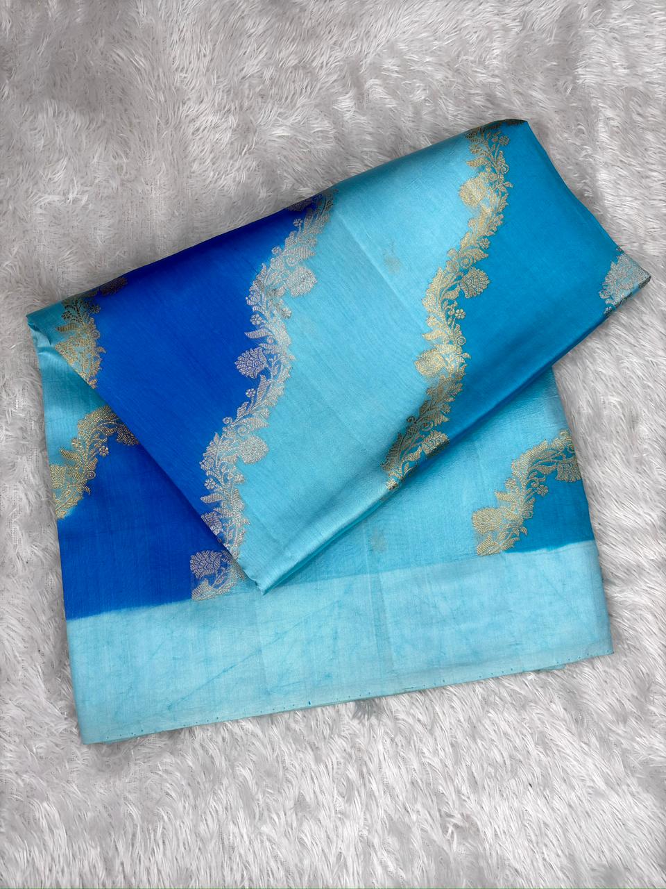 Pure Katan Silk Lightweight Kadhua Rungkaat Saree with Antique Zari Pallu