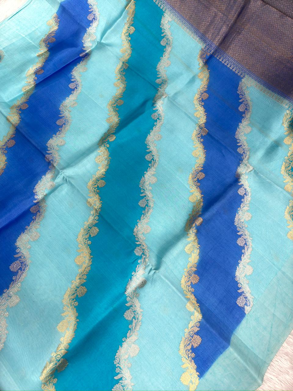 Pure Katan Silk Lightweight Kadhua Rungkaat Saree with Antique Zari Pallu