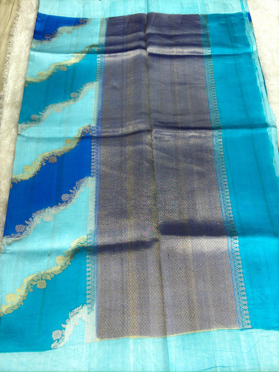 Pure Katan Silk Lightweight Kadhua Rungkaat Saree with Antique Zari Pallu