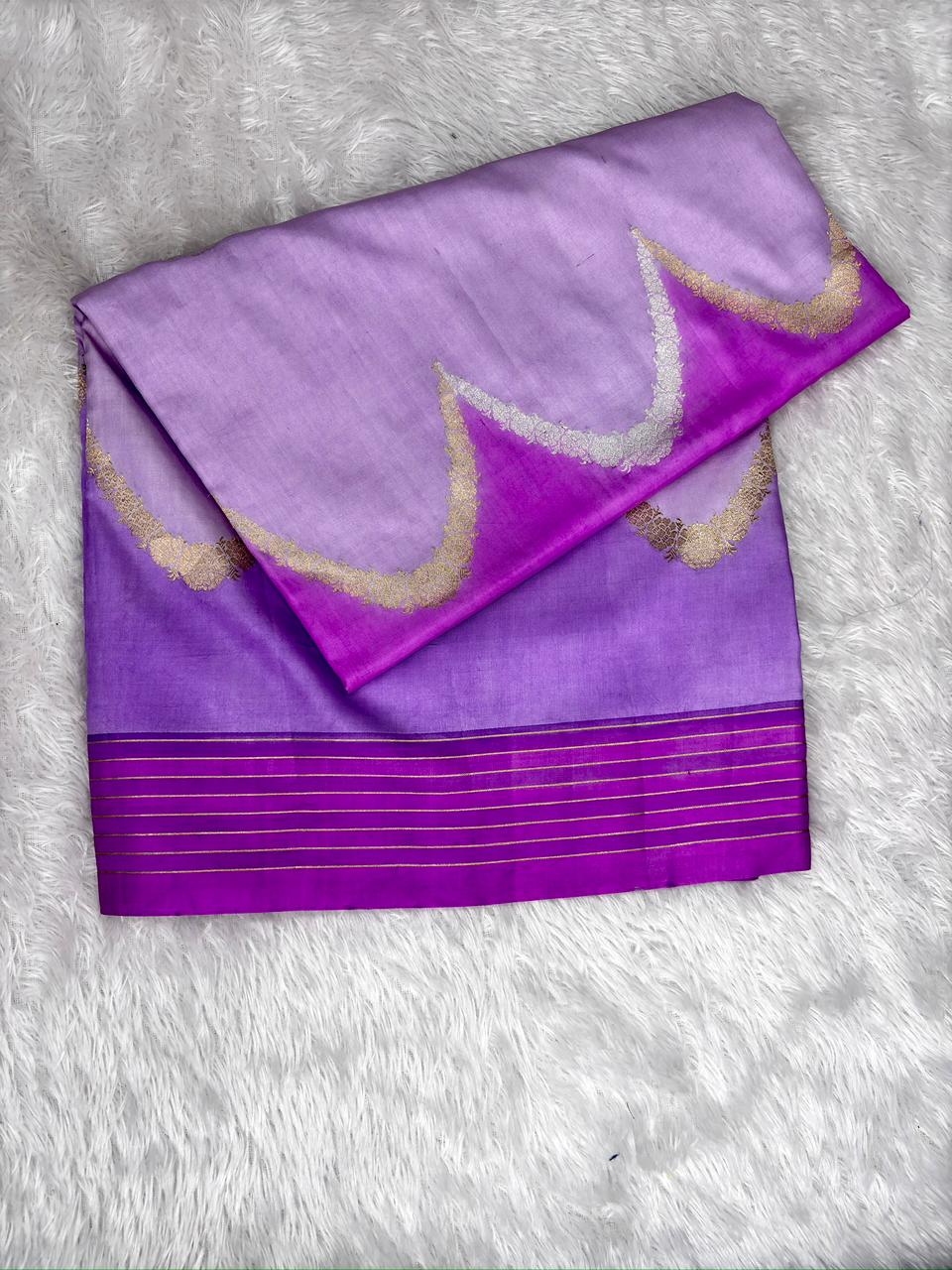 Pure Katan Silk Lightweight Kadhua Rungkaat Saree with Dual-Tone Zari Work