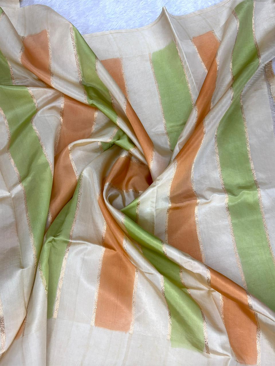 Pure Katan Silk Lightweight Kadhua Rungkaat Saree with Tricolour Zari Accents
