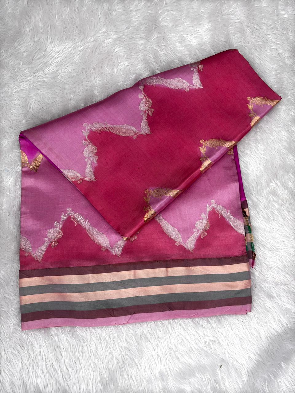 Pure Katan Silk Lightweight Kadhua Rungkaat Saree with Rich Antique Gold Zari Pallu