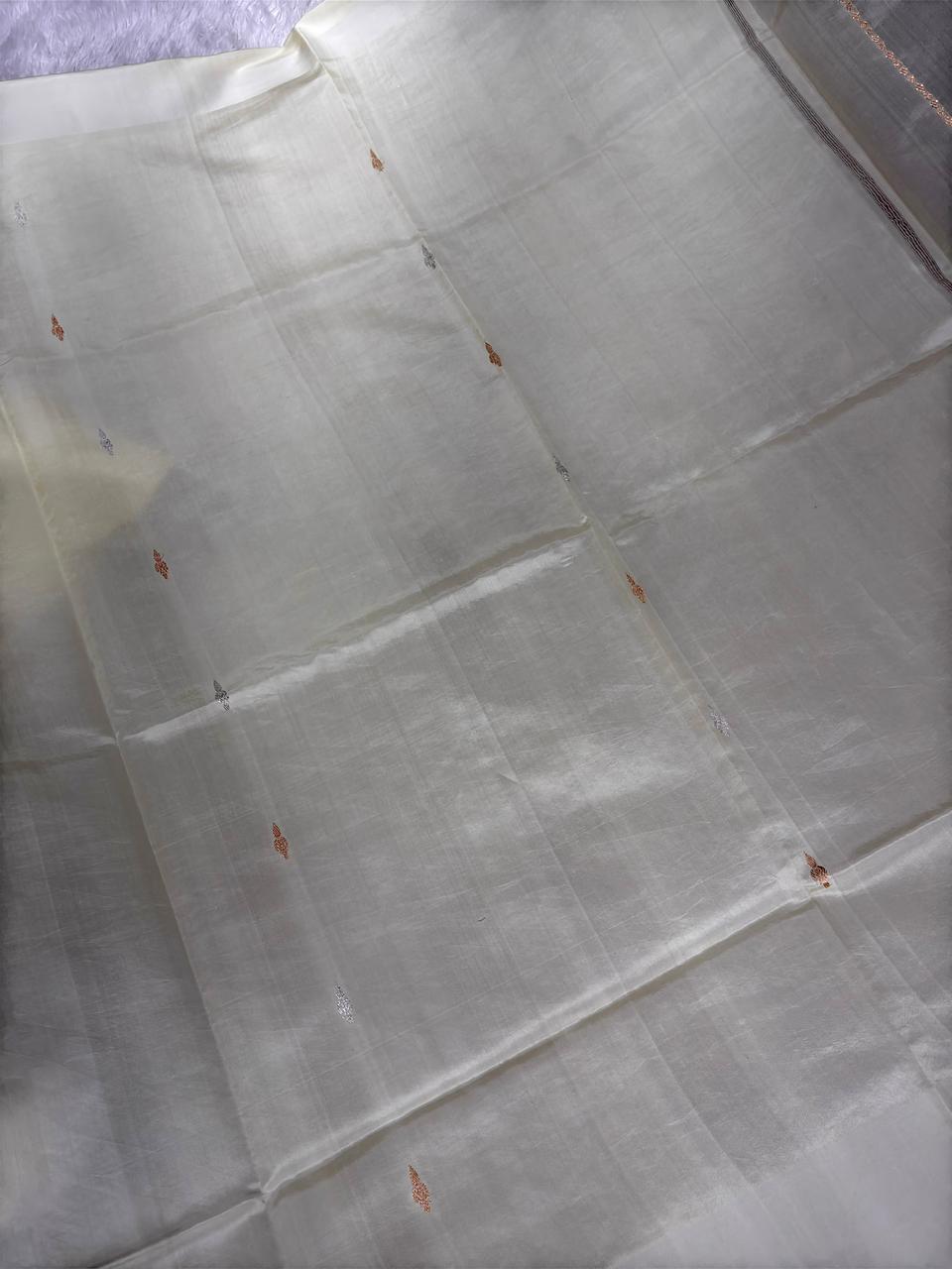 Pure Katan Silk Lightweight Kadhua Rungkaat Saree with Soft Pastel Stripes & Zari Pallu