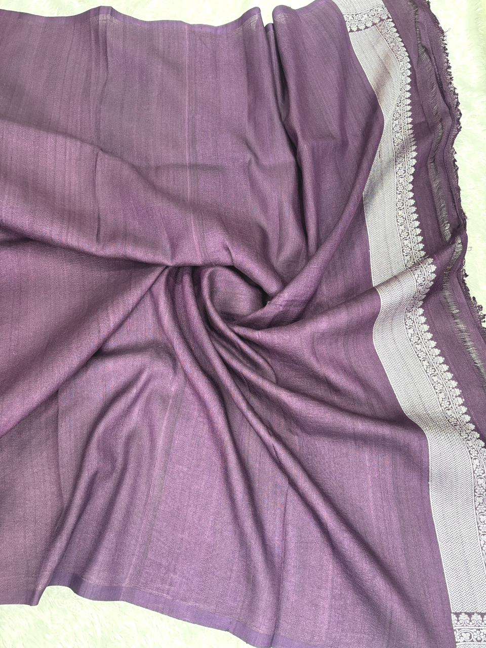 Deep Purple Tussar Georgette Banarasi Saree with Multi-Color Meenakari Jaal