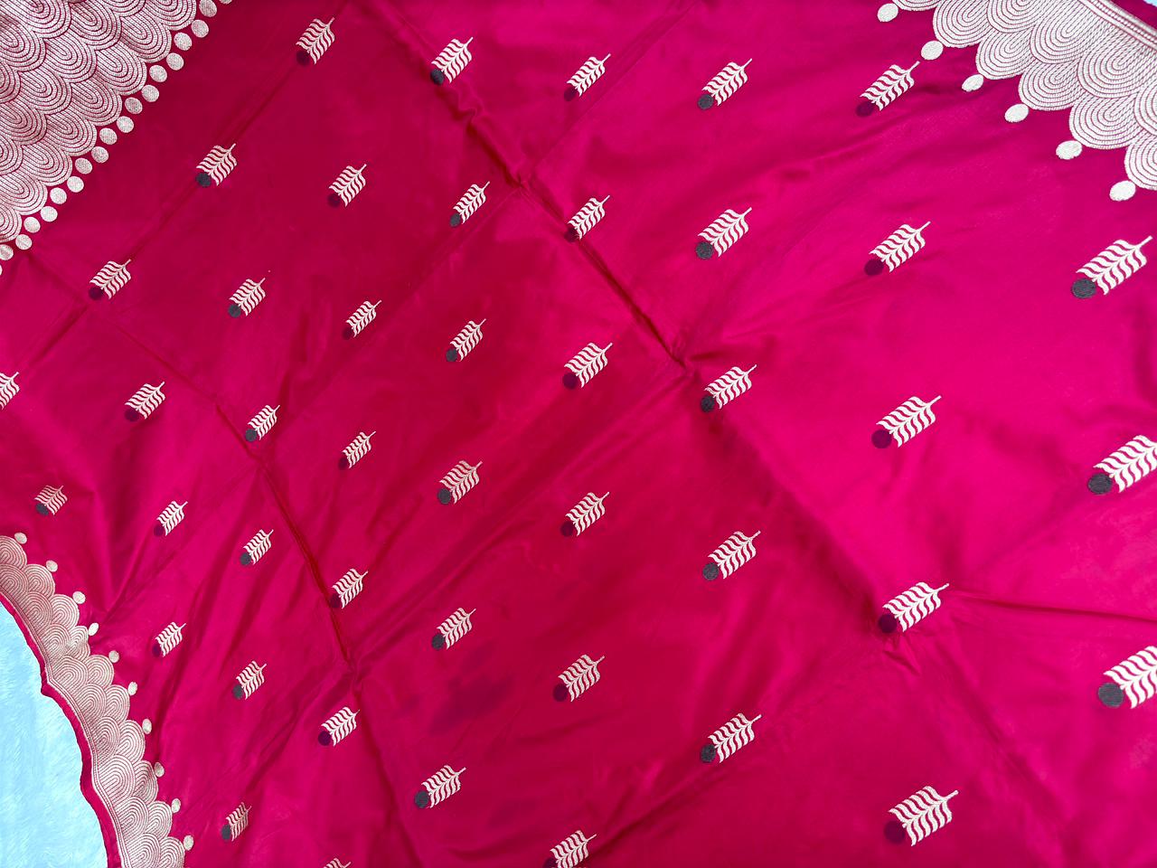 Crimson Red Pure Katan Silk Lightweight Kadhua Rungkaat Saree