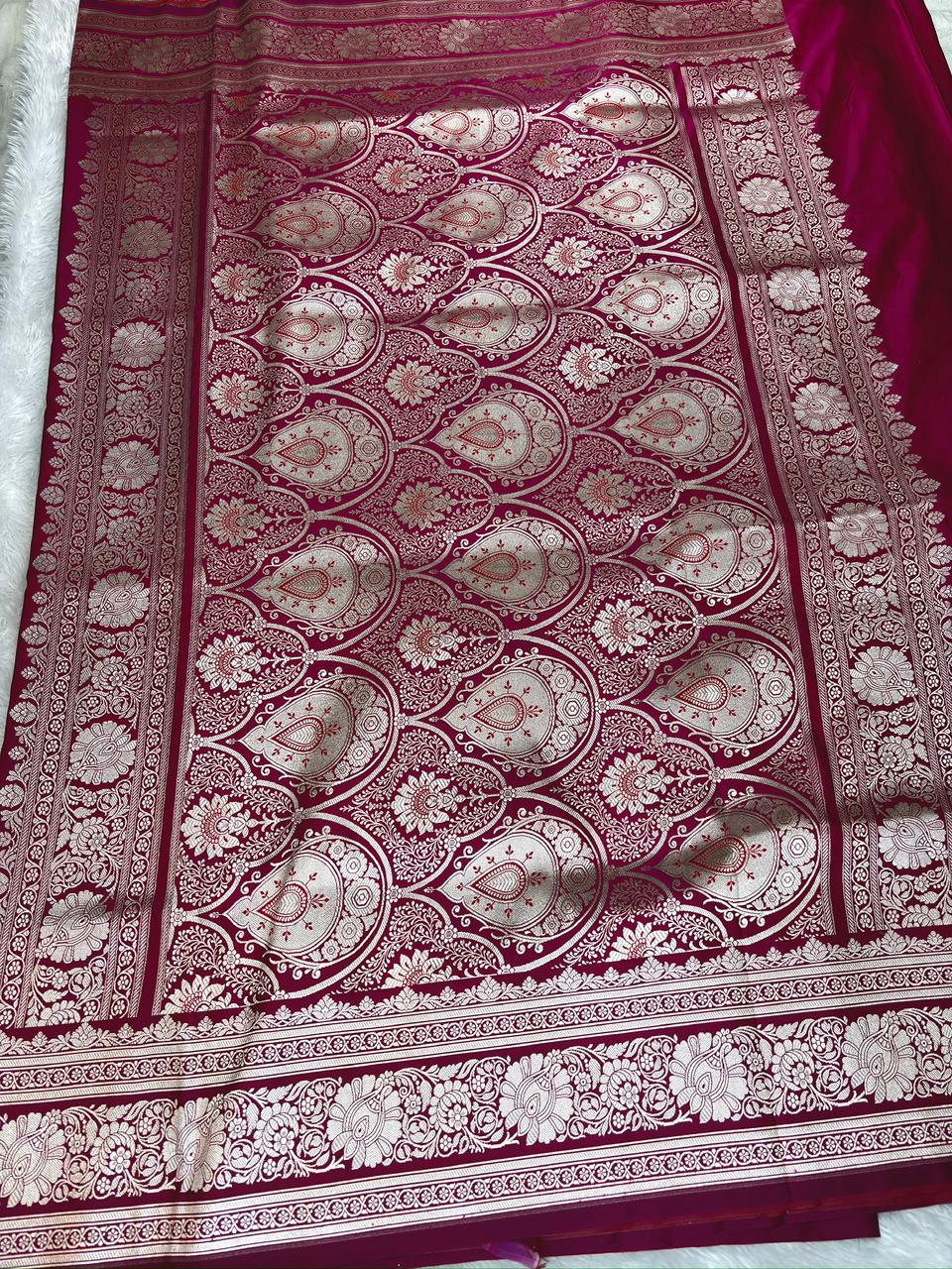 Royal Gulabi Mashru Katan Silk Powerloom Saree with Antique Zari Pallu