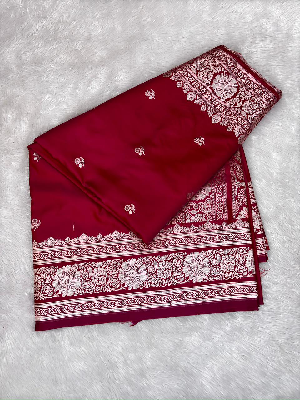 Royal Gulabi Mashru Katan Silk Powerloom Saree with Antique Zari Pallu
