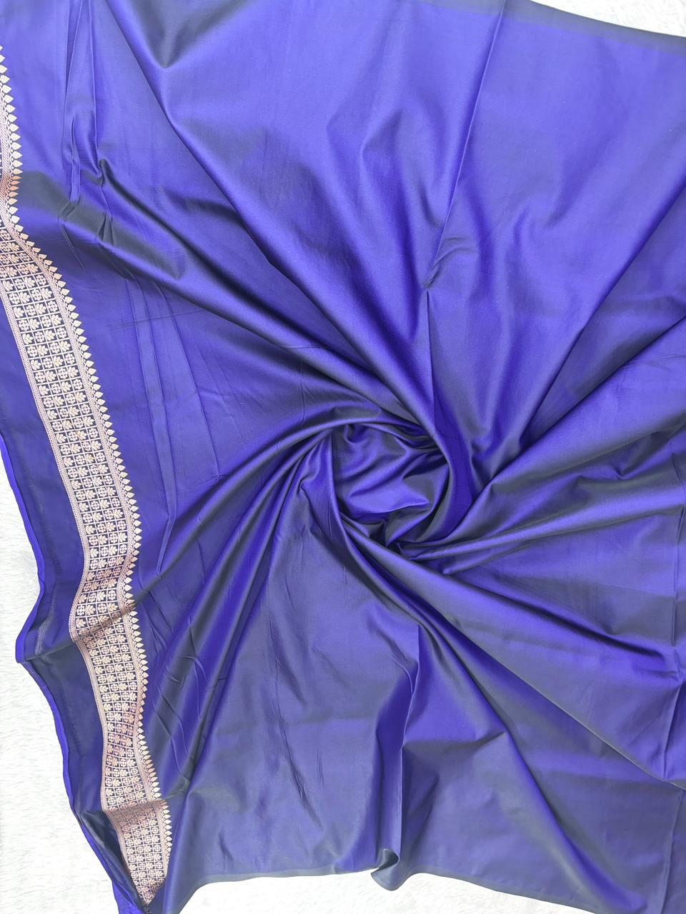 Royal Blue Mashru Katan Silk Powerloom Saree with Antique Zari Buti & Traditional Jaal Pallu
