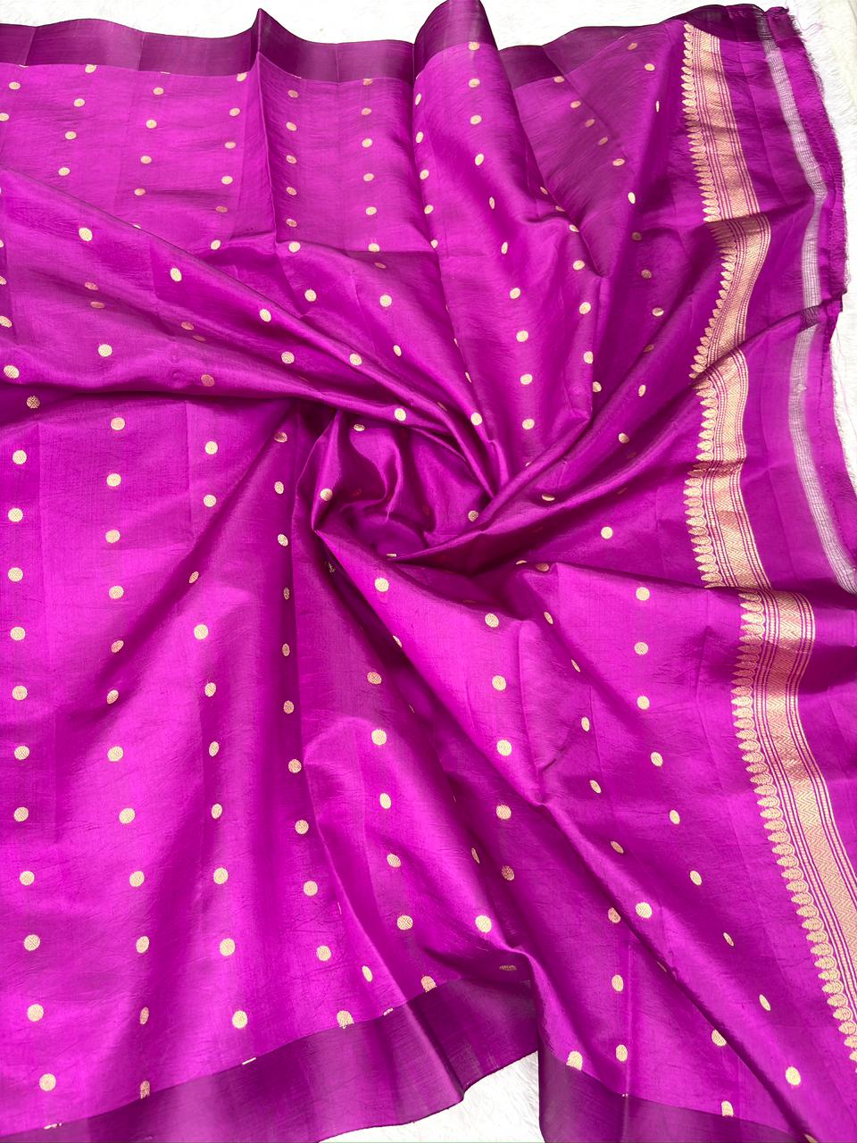 Royal Purple Kora Designer Kadhua Handloom Saree with Antique Zari Pallu