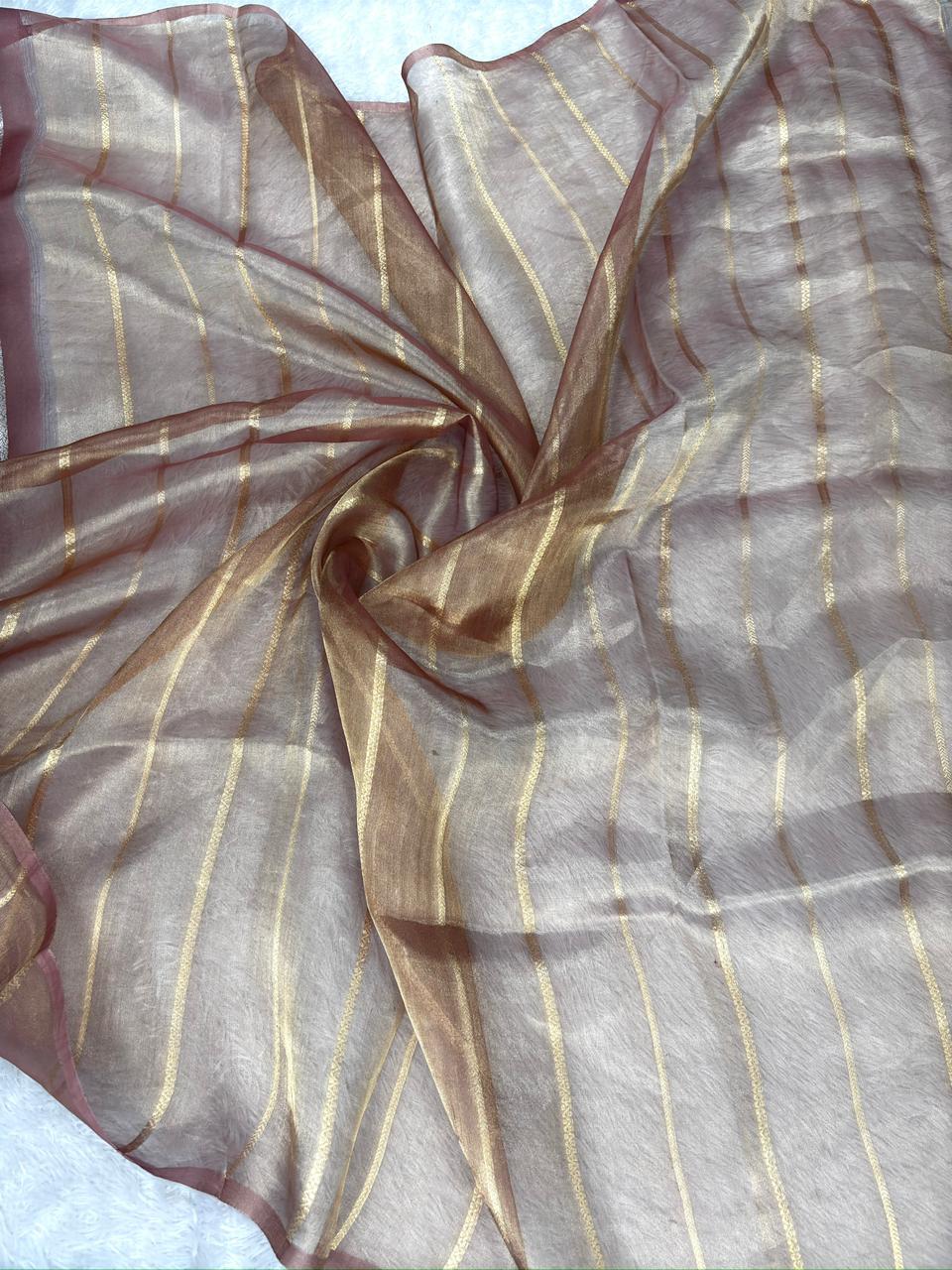 Deep Maroon Kora Designer Kadhua Handloom Saree with Gold & Silver Zari Buta