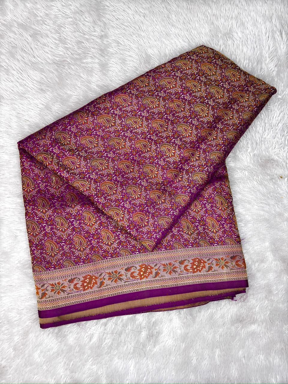 Royal Magenta Paisley: Pure Katan Silk Jamawar Saree with Large Buta Pallu