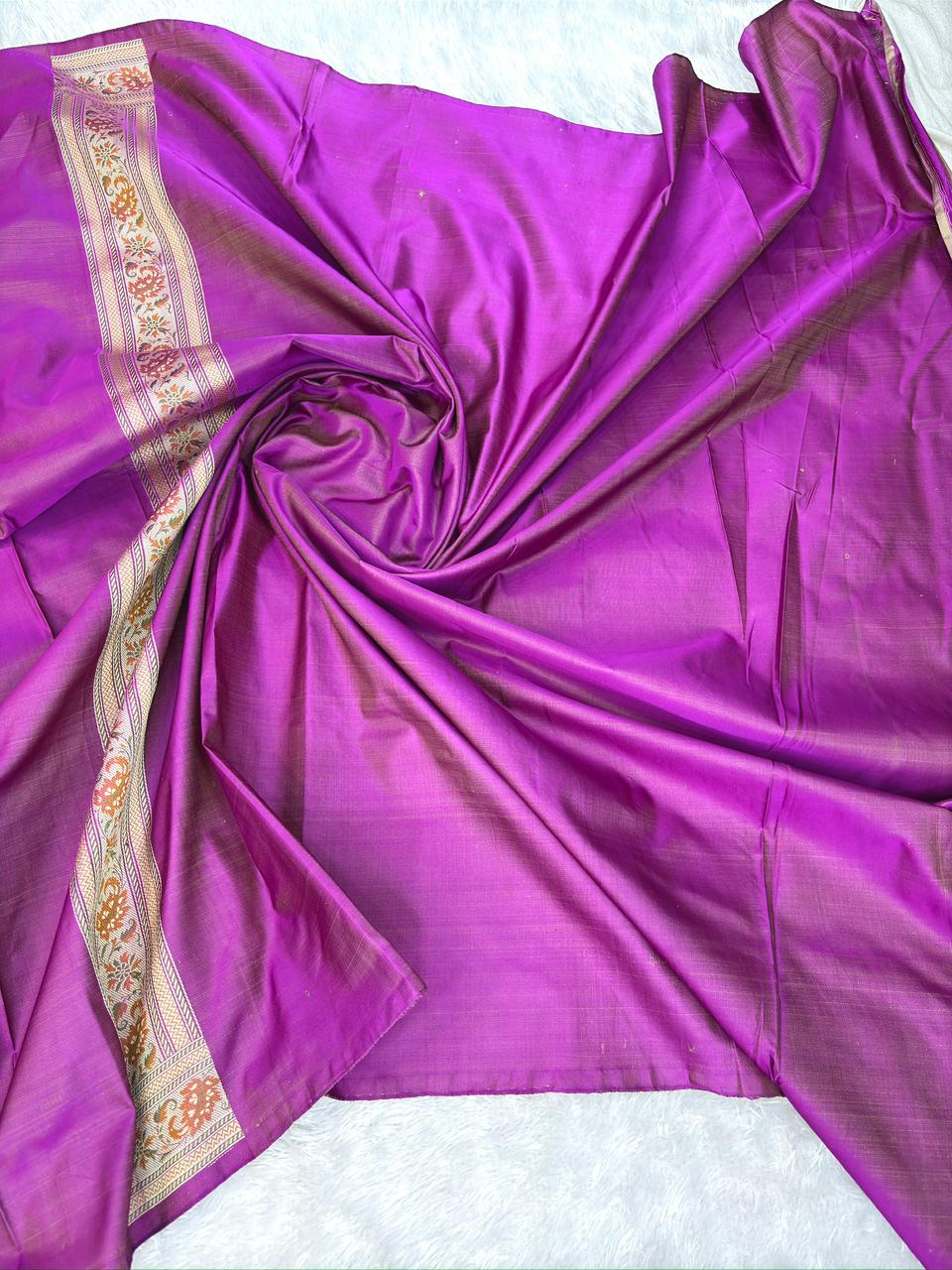 Opulent Royal Magenta Katan Silk Jamawar Saree with Multi-Colored Pashmina-Style Paisley Weave