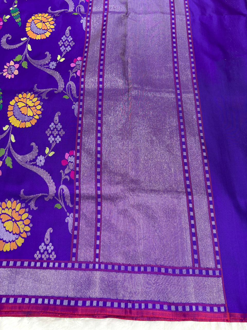 Regal Violet Pure Katan Silk Banarasi Saree with Sona Rupa Jaal & Meenakari
