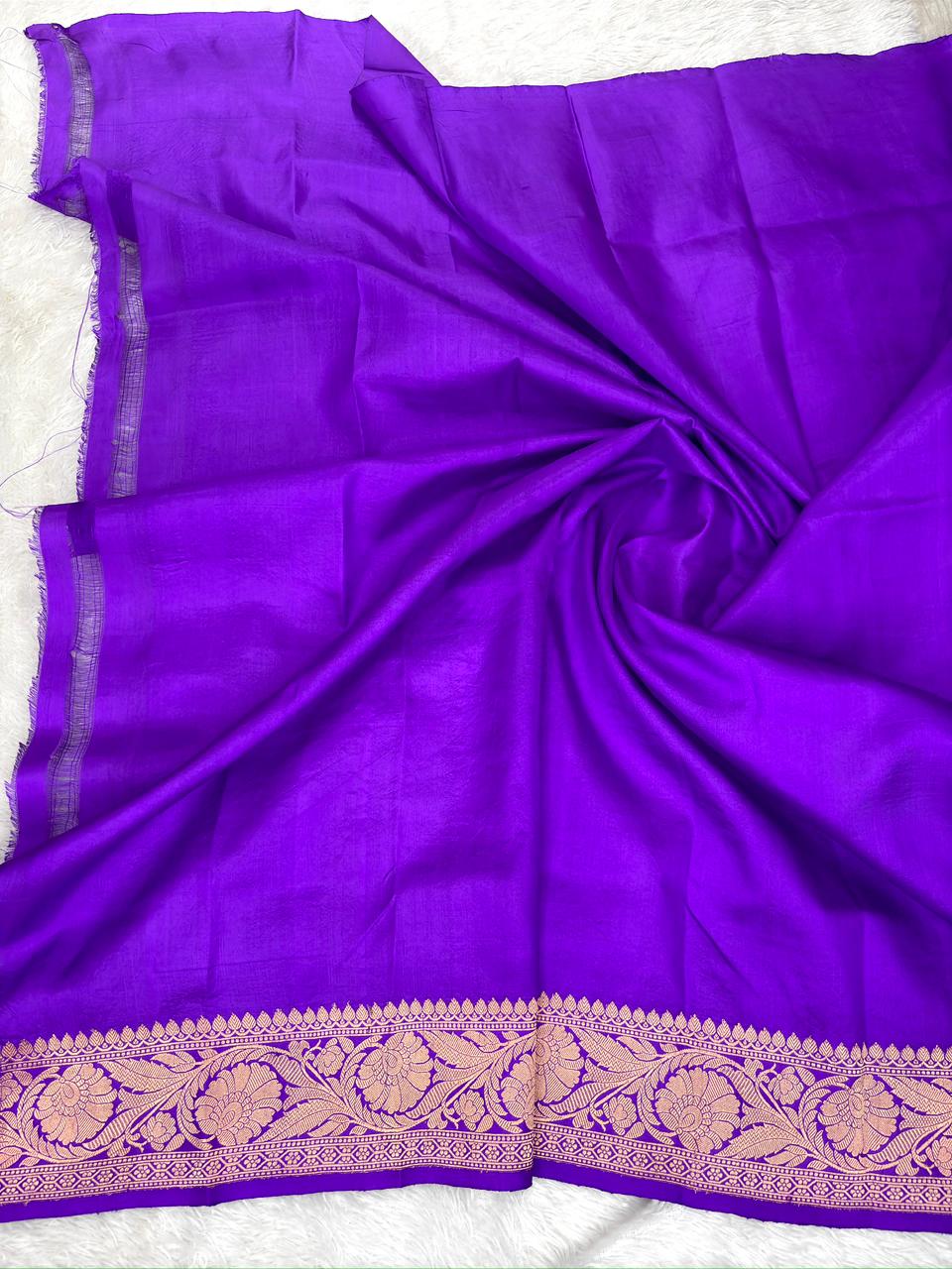 Royal Purple Katan Silk Boota Kadhua Handloom Designer Saree