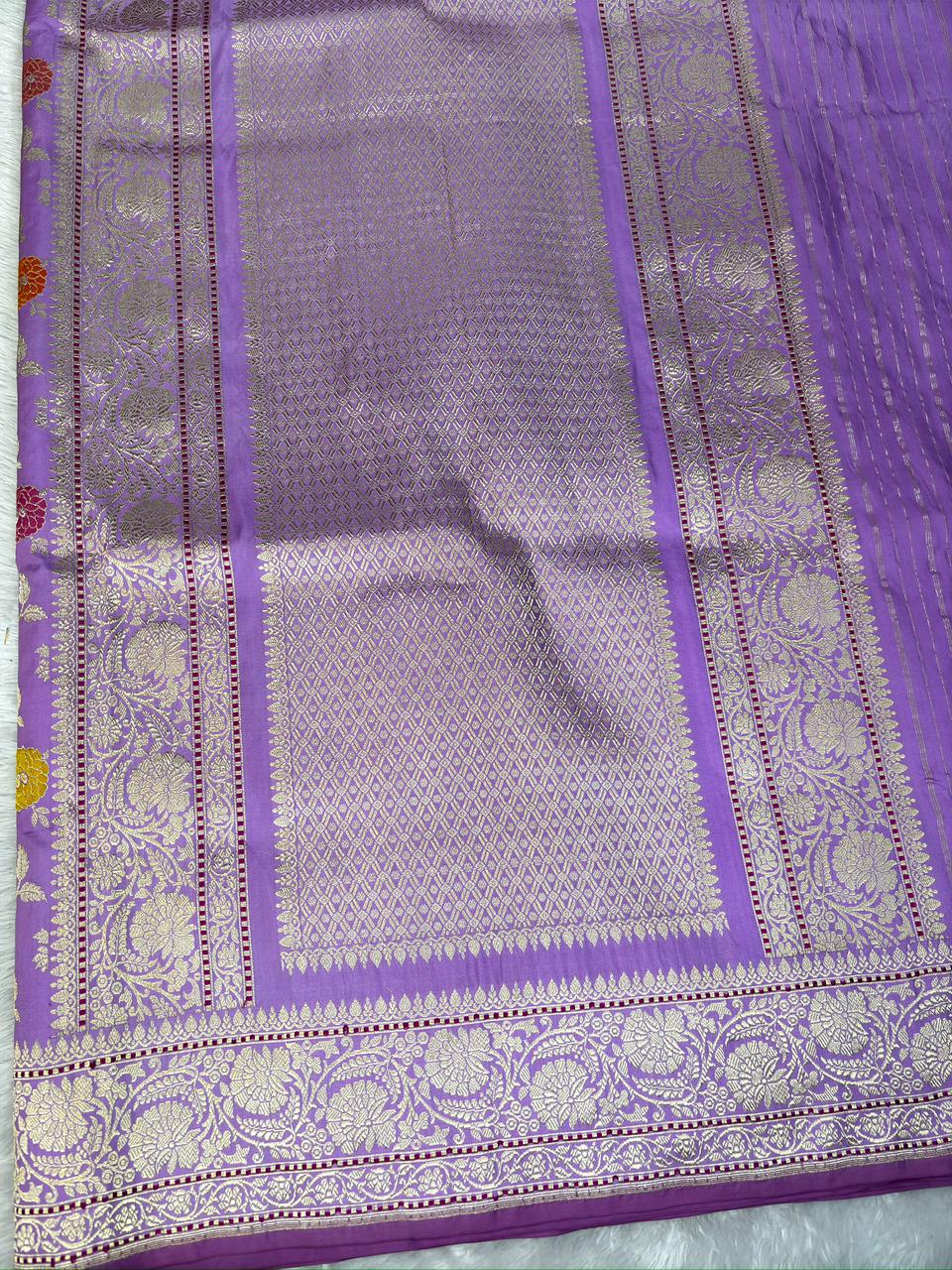 Banarasi Kadhua Jungla Saree in Lavender Orchid Katan Silk