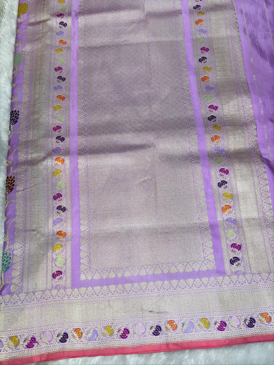 Banarasi Kadhua Jungla Saree in Royal Lilac Katan Silk