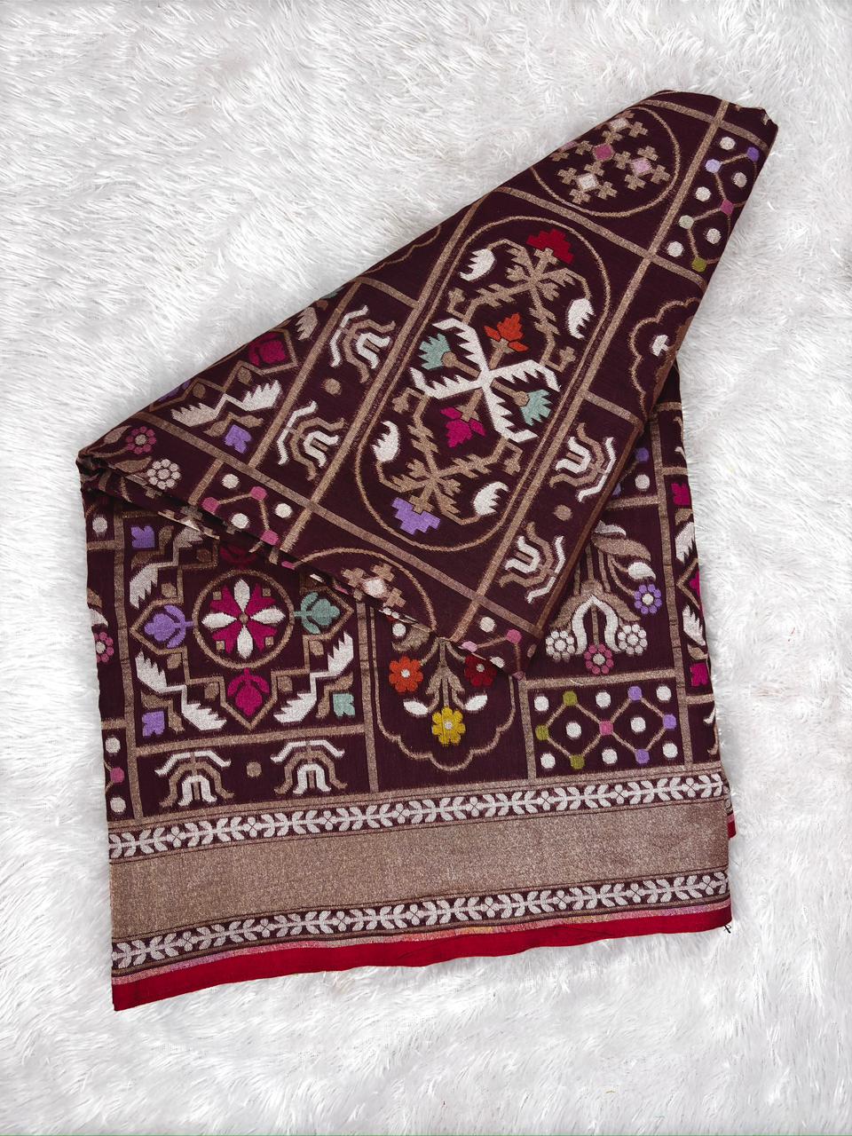 The Chaukadi Chronicles: Handloom Banarasi Pure Katan Silk Kadhwa Jamdani Saree