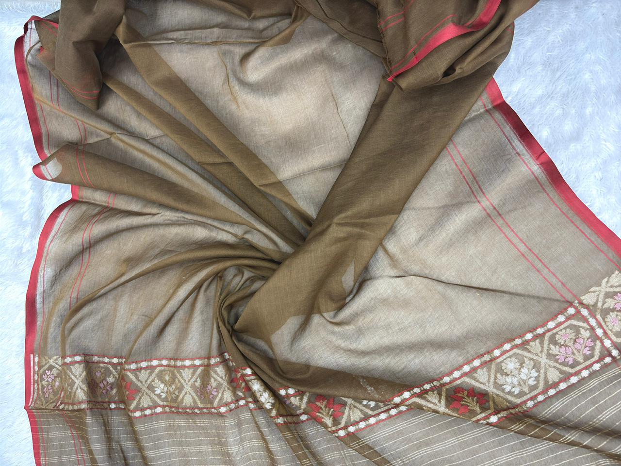 Heritage Archive: Handloom Banarasi Pure Katan Silk Kadhua Jamdani Saree